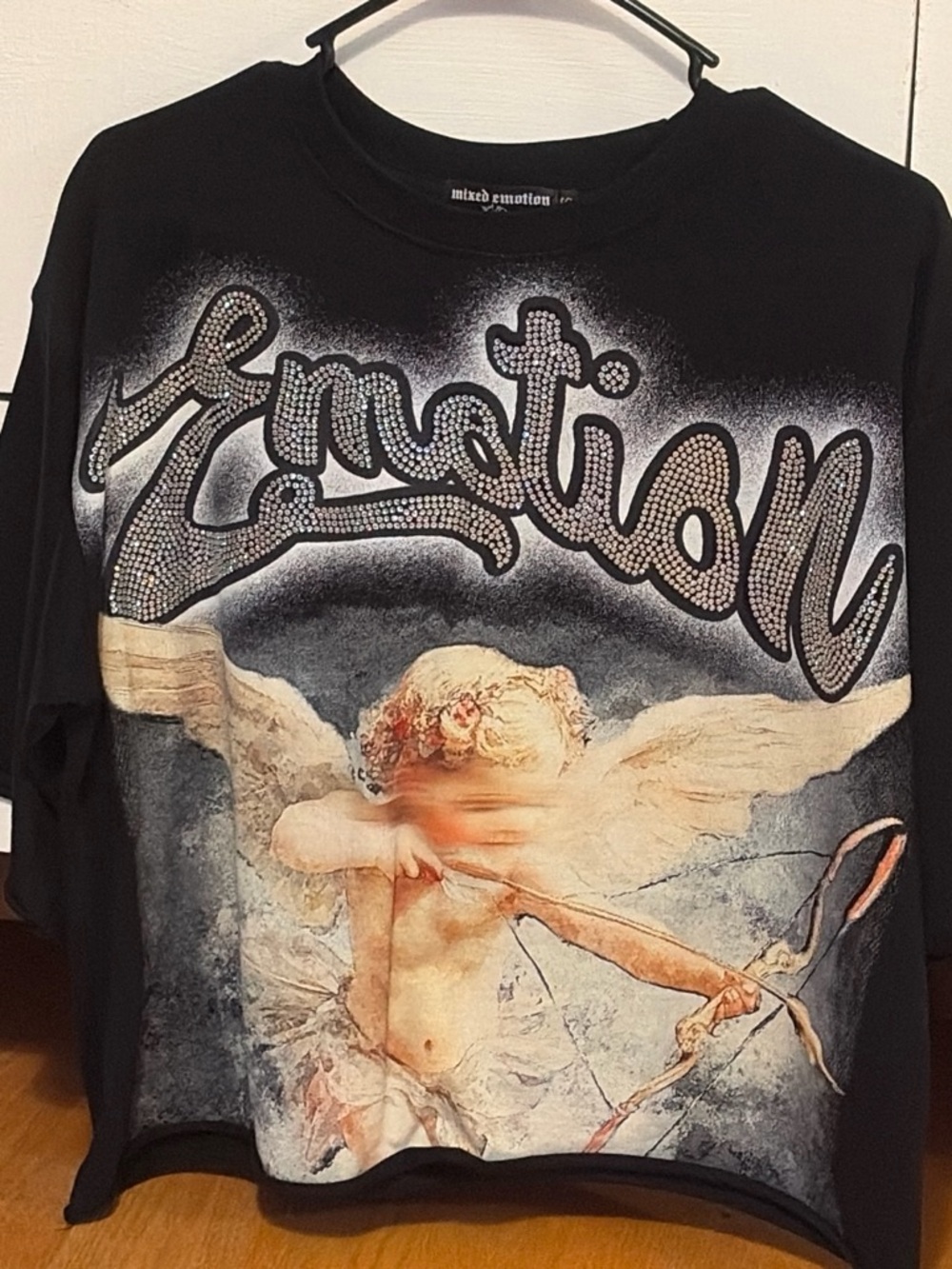 Black Long Sleeve Graphic Angel Tee